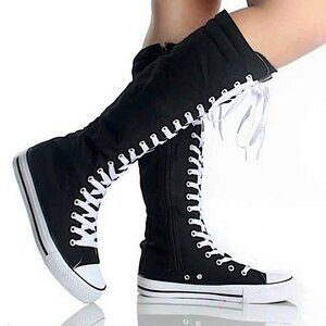 CONVERSE ALL STAR CHUCK TAYLOR Knee High Lace Up Canvas Sneakers Unisex Y2K RARE